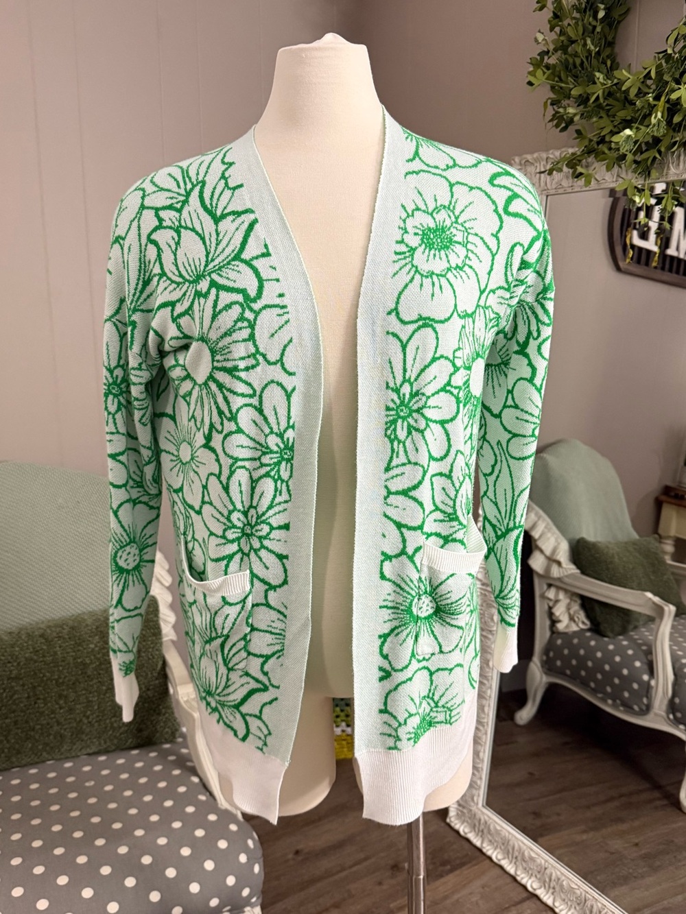Cato • Rayon Floral Open Cardigan